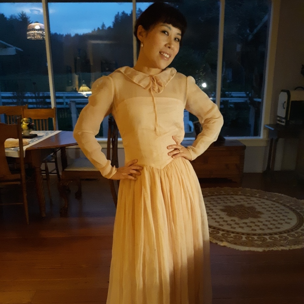 Vintage pink 1949 wedding dress, tailor made